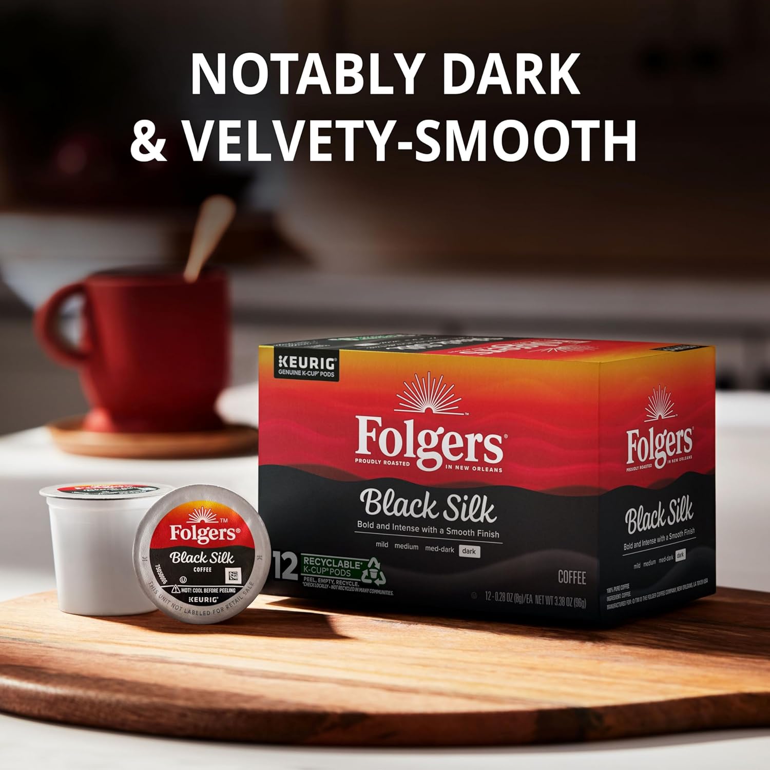 Folgers Black Silk Dark Roast Coffee, 12 Keurig K-Cup Pods - View 6