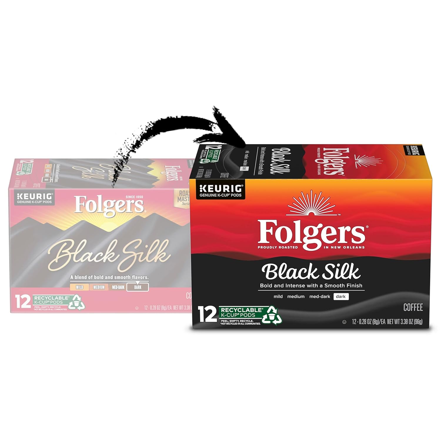 Folgers Black Silk Dark Roast Coffee, 12 Keurig K-Cup Pods (Pack of 2) - View 2