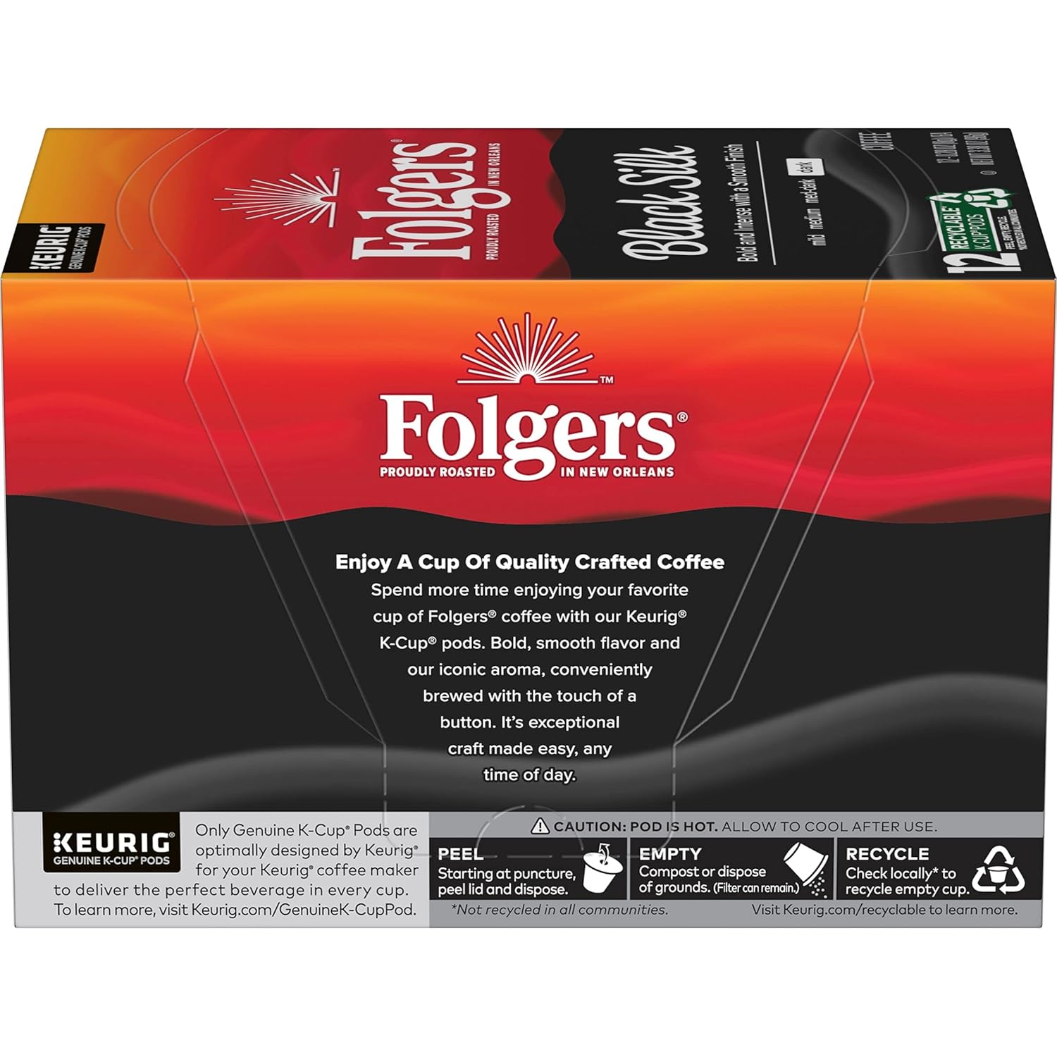 Folgers Black Silk Dark Roast Coffee, 12 Keurig K-Cup Pods (Pack of 2) - View 3